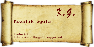 Kozalik Gyula névjegykártya